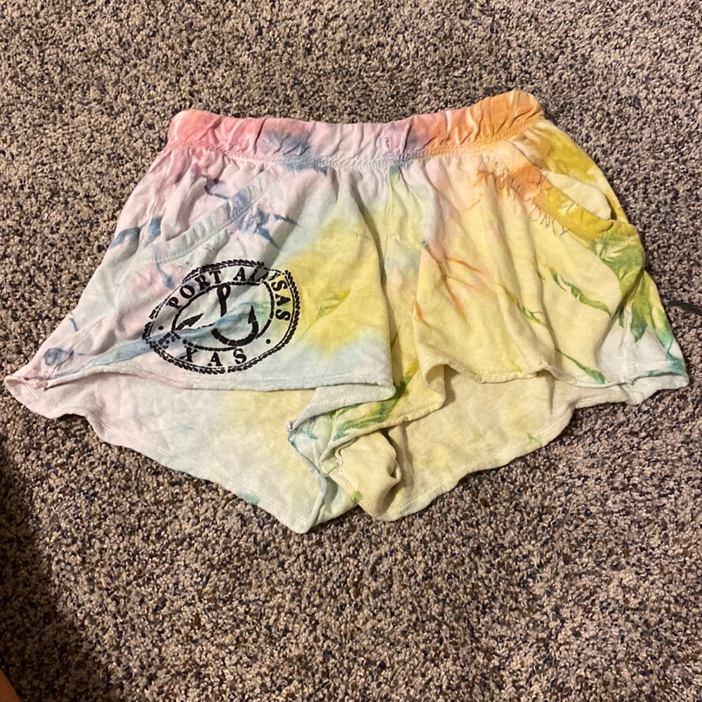 rainbow tie dye short shorts